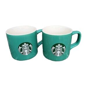 Set 2 Starbucks 2021 Mugs Siren Logo 11oz Coffee Mug Cup Aqua Teal Seafoam Green